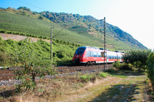 442 205 der DB bei Treis-Karden auf der Moselstrecke, aufgenommen am 27.08.2016.