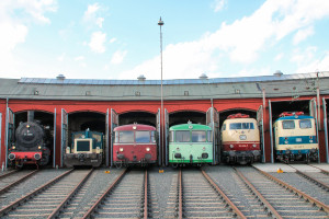 Im Bw Siegen stehen 57 3088, 332 090, 796 690, ein 798, 103 226 und 141 248, aufgenommen am 20.08.2016.