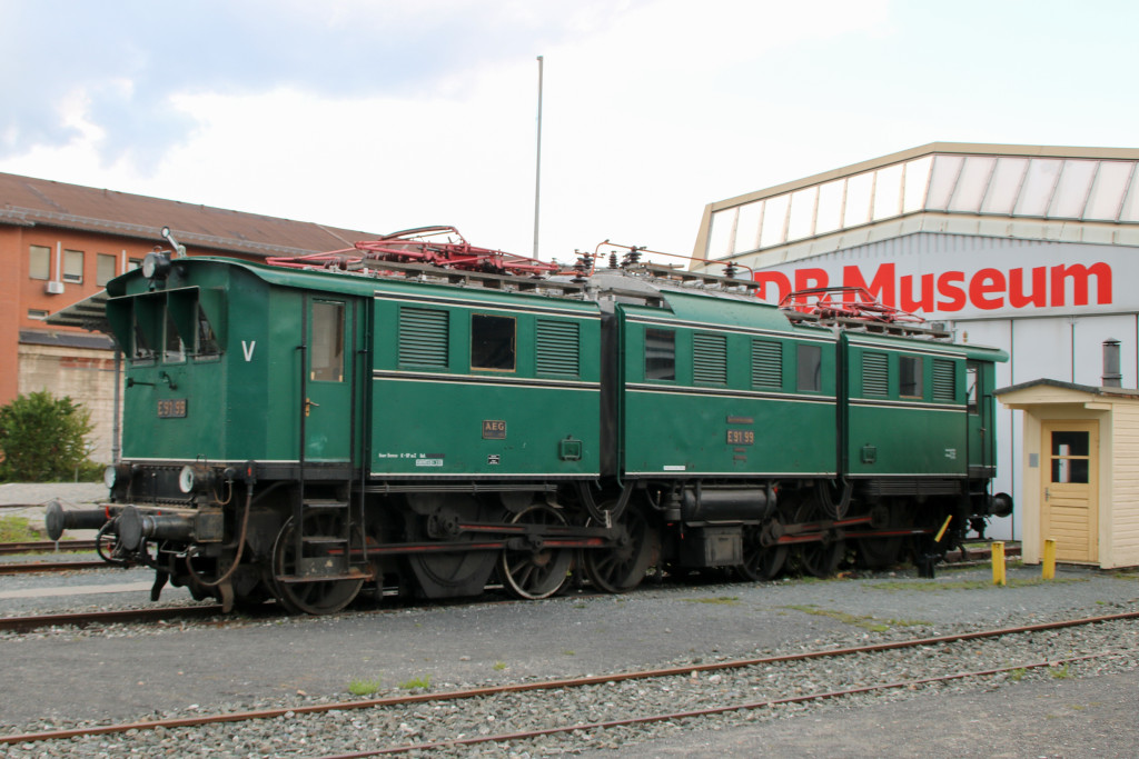 E91 99 steht im DB-Museum in Nürnberg, aufgenommen am 03.09.2017.