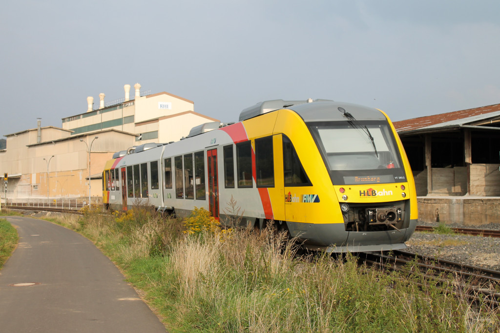 648 023 an den Didier-Werken in Mainzlar auf der Lumdatalbahn, aufgenommen am 07.09.2014.