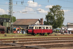 Der Wissmarer Schienenbus am Bahnbetriebswerk in Darmstadt-Kranichstein, aufgenommen am 01.06.2019.