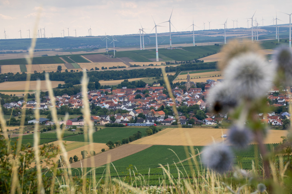 Zwei LINT der Baureihe 623 in den Feldern bei Gau-Bickelheim auf der Rheinhessenbahn, aufgenommen am 17.07.2020.