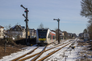 646 414 verlässt den Bahnhof Lich, aufgenommen am 14.02.2021.