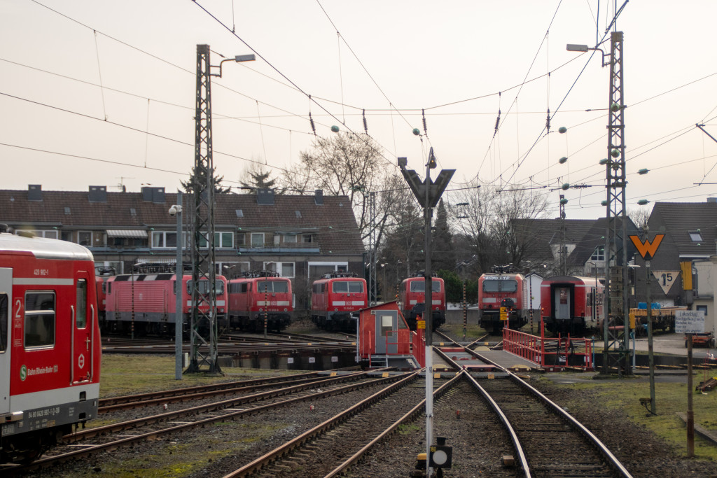 Ein Blick auf die Drehscheibe im Abstellbahnhof Düsseldorf, aufgenommen am 22.02.2021.