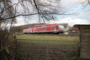 628 429 bei einer Viehweide bei Todenhausen auf der Burgwaldbahn, aufgenommen am 28.11.2015